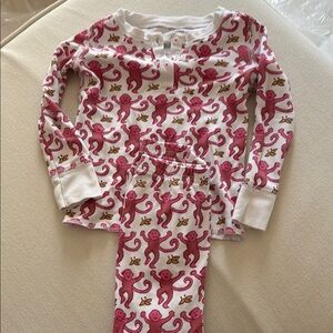 Pink Monkey Print Kids Pajamas